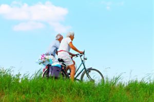 Older couple cycling